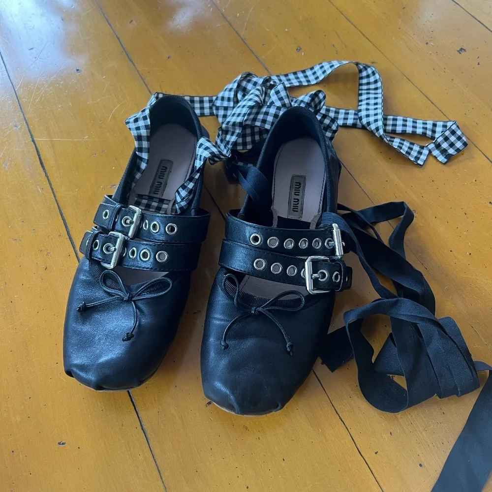 Miu Miu | Shoes | Miu Miu Buckle Ballet Flats 39 | Poshmark